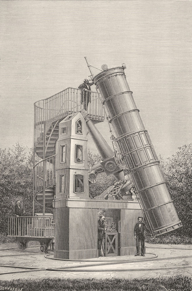 PARIS. The Large Telescope of the Paris observatory 1877 old antique print